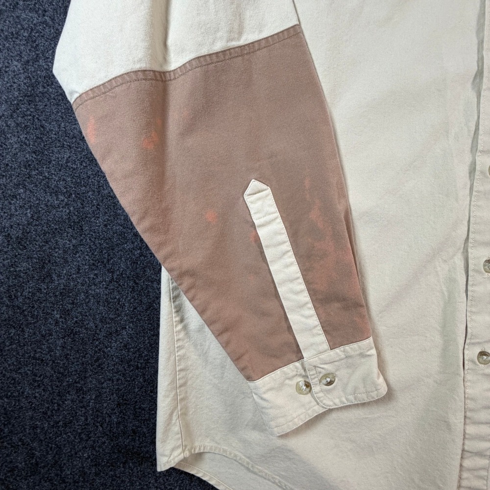 Columbia Mens Shooting Shirt Beige Tan Quilted Shoulder Patch Cotton Size L - Picture 7 of 13